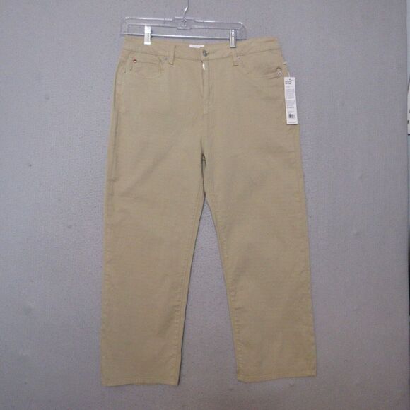 Hudson Pants Women Plus 32‎ Khaki NOA Midrise Straight Crop Lightweight Zip NWT - Picture 1 of 16